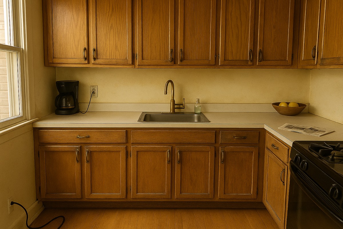 AI visualization: kitchen cabinets before repainting